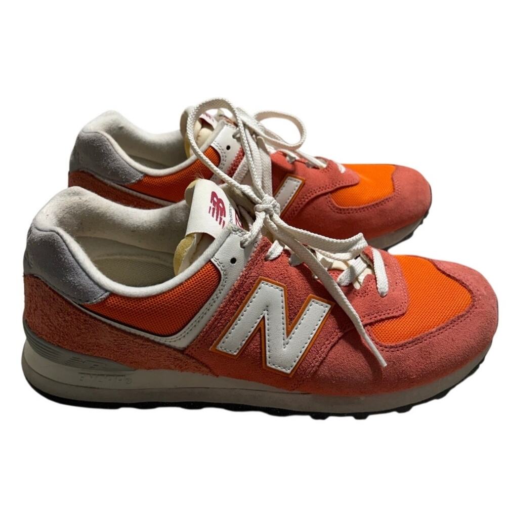 New Balance 574 Gulf Red Sneakers Women's Size 9M Orange Athletic Lace Up